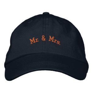 Mr & Mrs Custom Name Honey Text Colour Navy Hat