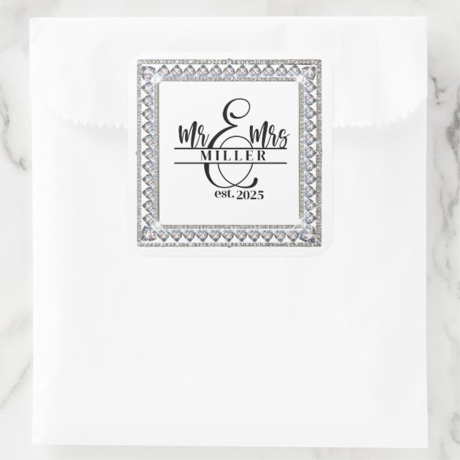 Mr. & Mrs. Custom Name Sticker (Bag)