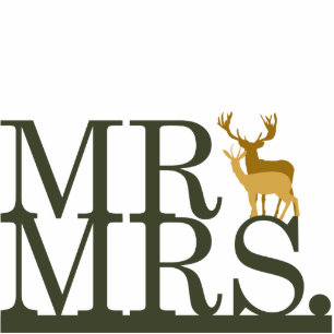 Mr & Mrs Deer Cake Topper Standing Photo Sculpture