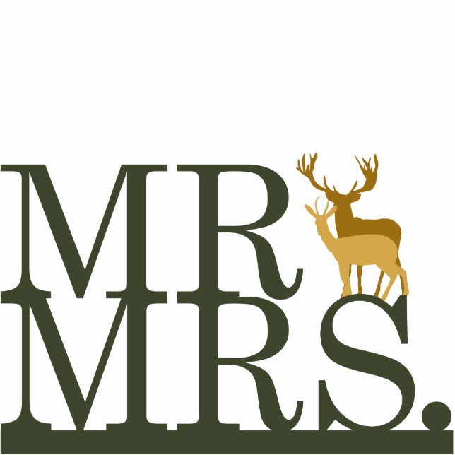 Mr & Mrs Deer Cake Topper Standing Photo Sculpture (Front)