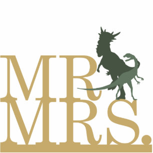 Mr & Mrs Dinosaur Cake Topper Standing Photo Sculpture