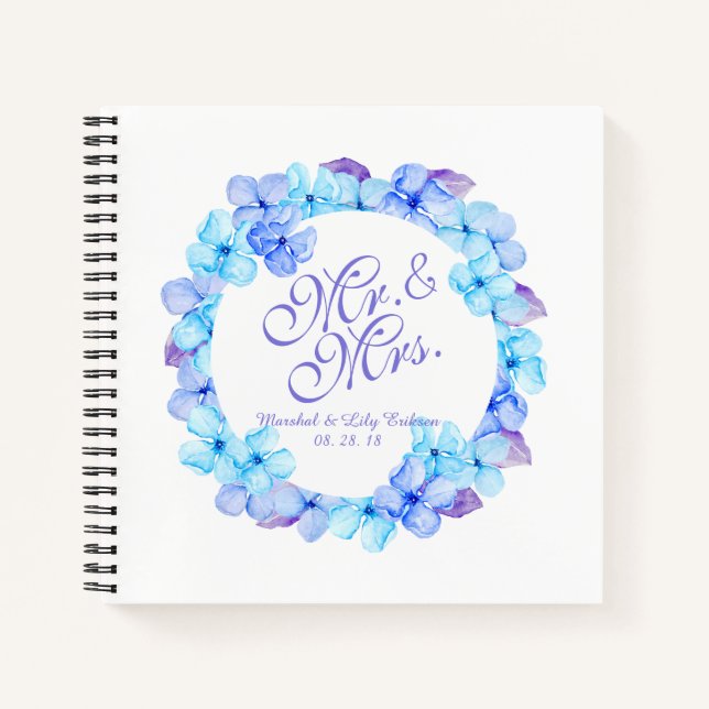 Mr. & Mrs. Elegant Floral Wedding | Guestbook Notebook (Front)