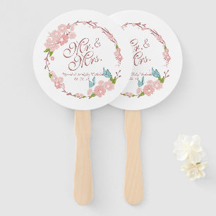 Mr. & Mrs. Elegant Floral Wedding Hand Fan