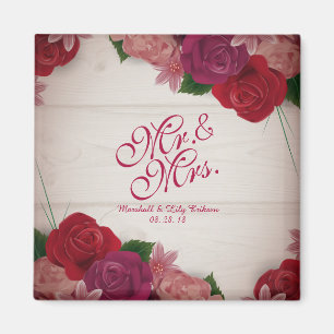 Mr. & Mrs. Elegant Floral Wedding Magnet