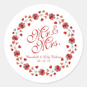 Mr. & Mrs. Elegant Floral Wedding   Sticker