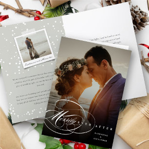 Mr & Mrs Elegant Flourish Merrily Ever After Photo Holiday Card
