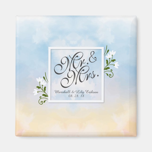 Mr. & Mrs. Elegant Frame Wedding | Magnet (Front)