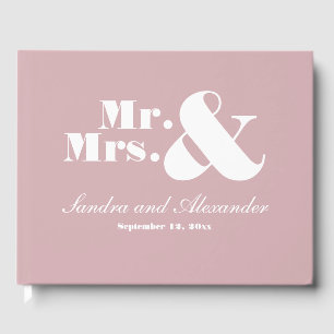 Mr Mrs Elegant Modern Minimal Dusty Rose wedding Guest Book