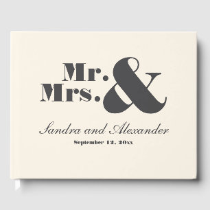 Mr.& Mrs. Elegant Modern Minimal Ivory Wedding Guest Book
