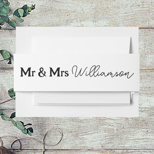 Mr & Mrs Elegant Script Invitation Belly Band (Creator Uploaded)