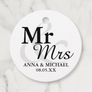 Mr&Mrs Elegant Typography Wedding Favour Tags