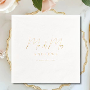 Mr. & Mrs.! Elegant Wedding Foil Napkins