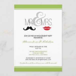 Mr. & Mrs. Engagement Party Invitation (lime)
