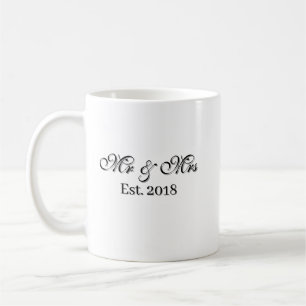 Mr & Mrs Est. Year Personalised Couple Design Coffee Mug