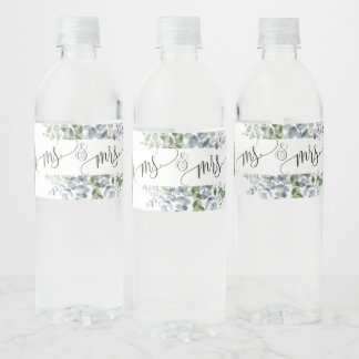 Mr & Mrs Eucalyptus Water Bottle Label