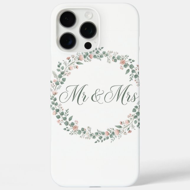 Mr & Mrs Eucalyptus Wreath iPhone Case (Back)