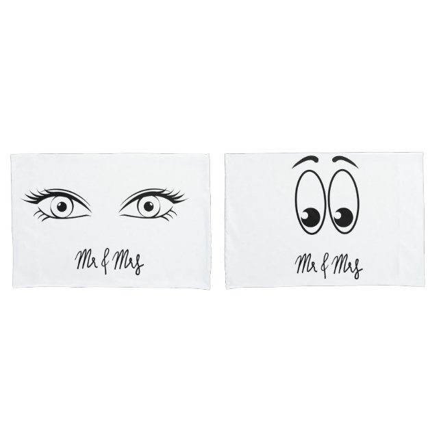Mr & Mrs Eye Pillowcases (Front-Set)