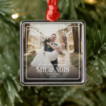 Mr & Mrs First Chirstmas Boarder Custom Photo 