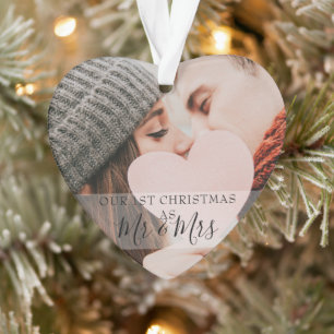 Mr & Mrs First Christmas 2 Photo Holiday Ornament