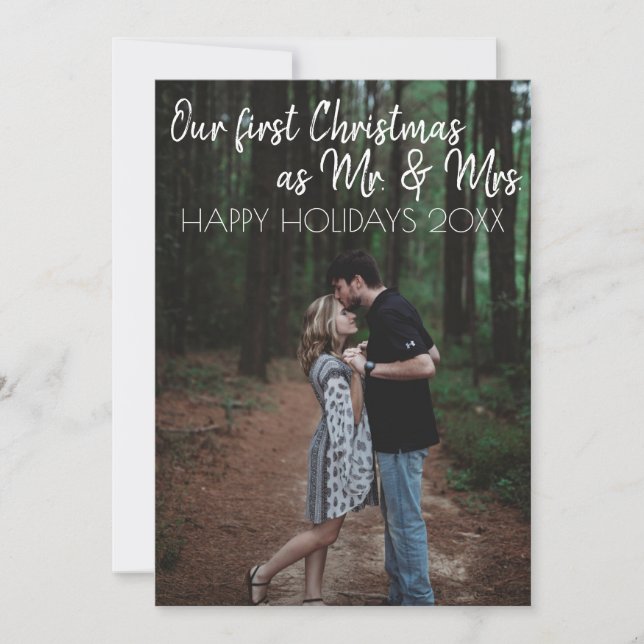 Mr. & Mrs. First Christmas Holiday Card (Front)