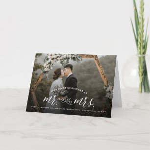 Mr & Mrs First Christmas Modern Holiday Photo Card