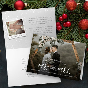 Mr & Mrs First Christmas Modern Holiday Photo Card