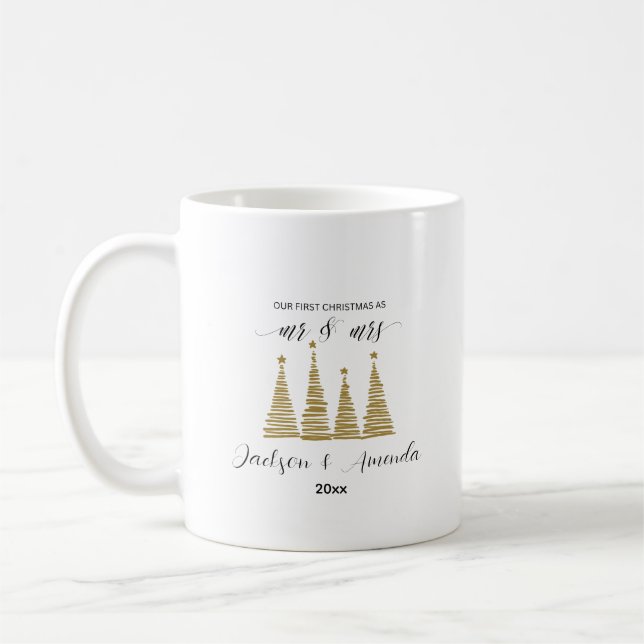 Mr & Mrs First Christmas Mug – Custom Names & Year (Left)