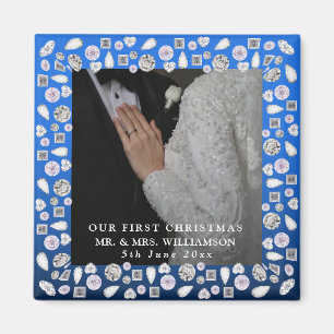 Mr & Mrs First Christmas Photo Wedding  Magnet