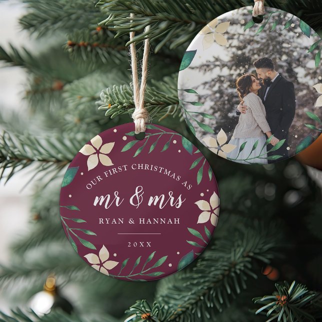 Mr. & Mrs. | First Married Christmas Photo Ceramic Tree Decoration (Creator Uploaded)