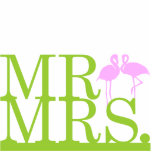 Mr & Mrs Flamingo 2 Cake Topper Standing Photo Sculpture<br><div class="desc">Dress up your retro or tropical cake with this simple Flamingo cake topper from Kustom By Kris' "Mr. & Mrs." collection. Contact me to have this cake topper customised with your wedding colours.</div>