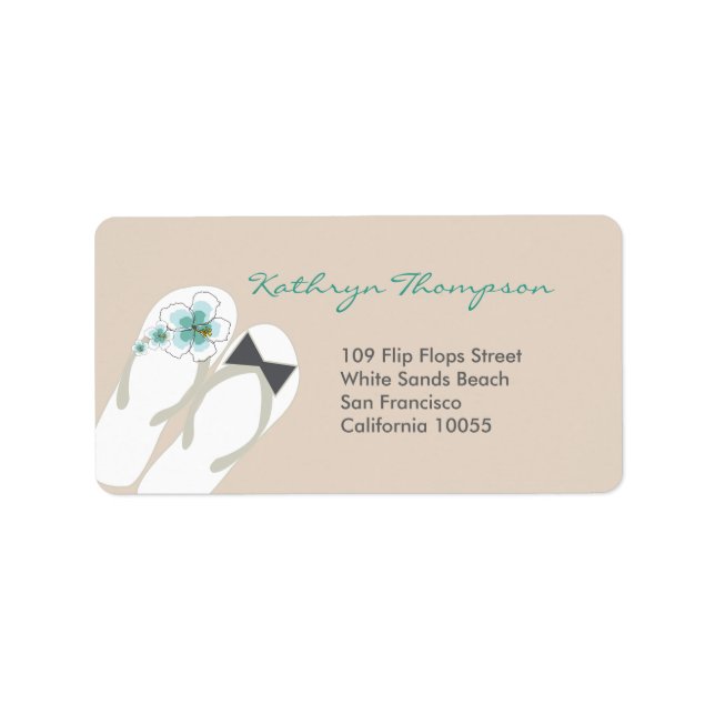 Mr & Mrs Flip Flops Beach Wedding Address Labels (Front)