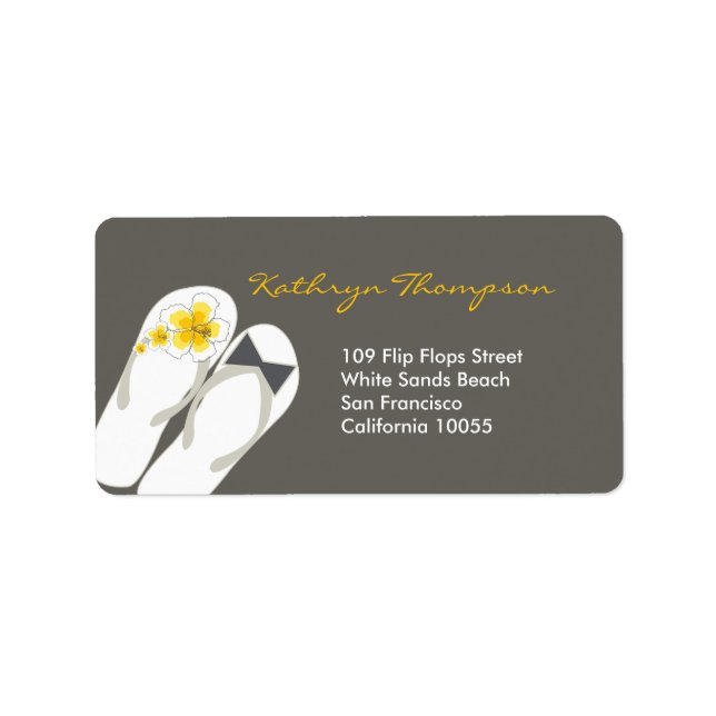 Mr & Mrs Flip Flops Beach Wedding Address Labels (Front)