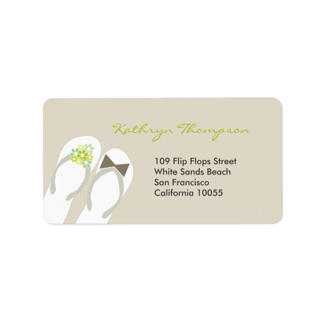 Mr & Mrs Flip Flops Beach Wedding Address Labels (Front)