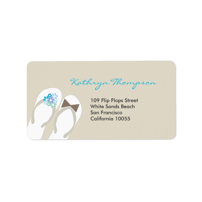 Mr & Mrs Flip Flops Beach Wedding Address Labels (Front)