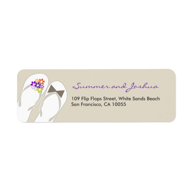 Mr & Mrs Flip Flops Beach Wedding Address Labels (Front)