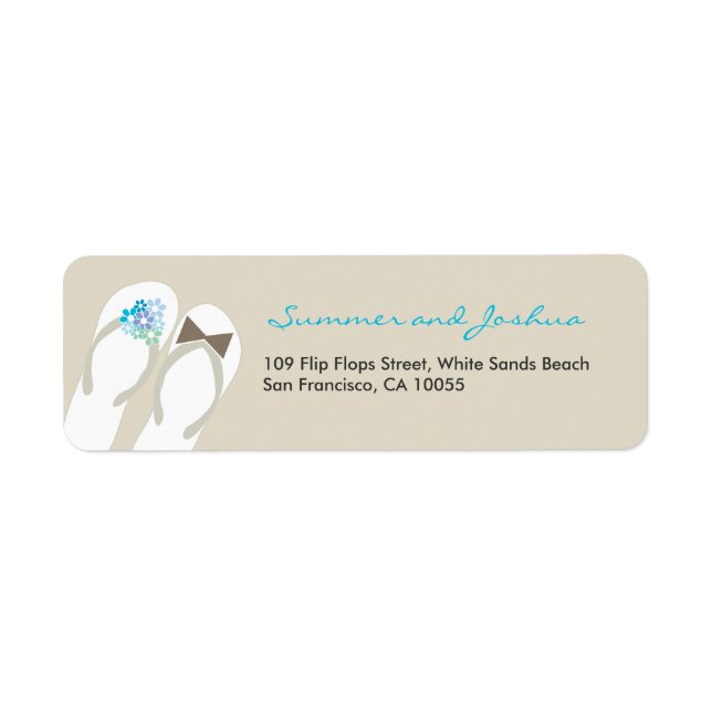 Mr & Mrs Flip Flops Beach Wedding Address Labels (Front)