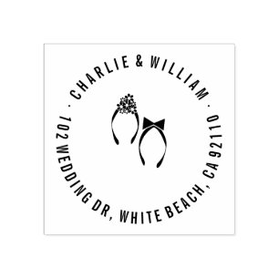 Mr & Mrs Flip Flops Beach Wedding Rubber Stamp