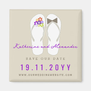 Mr & Mrs Flip Flops Beach Wedding Save The Date Magnet
