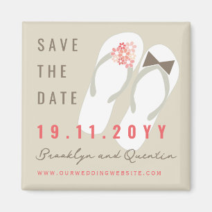 Mr & Mrs Flip Flops Beach Wedding Save The Date Magnet