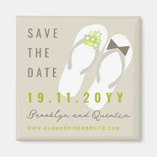 Mr & Mrs Flip Flops Beach Wedding Save The Date Magnet
