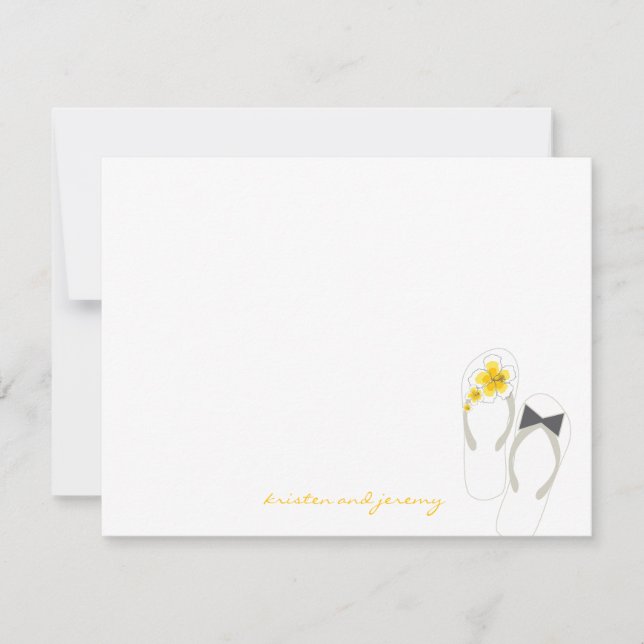 Mr & Mrs Flip Flops Beach Wedding Thank You Card (Front)