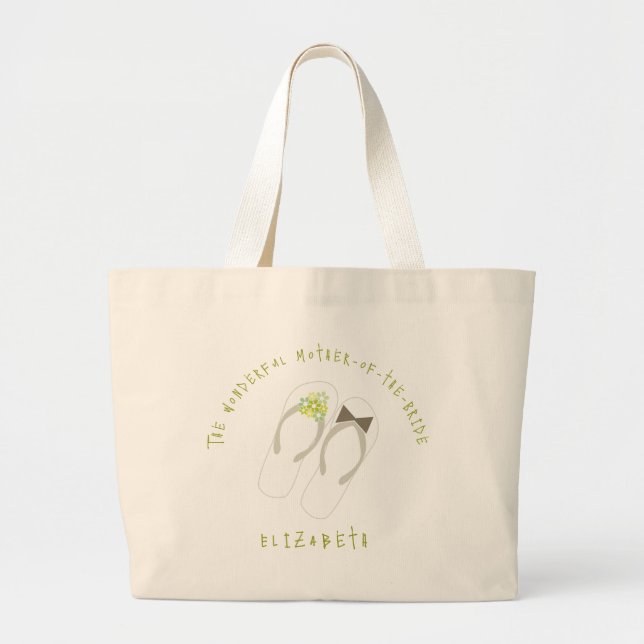 Mr & Mrs Flip Flops Flowers Beach Wedding Tote Bag (Front)