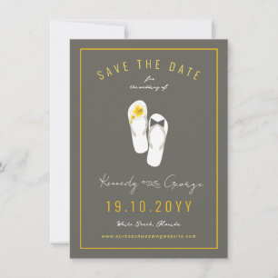 Mr & Mrs Flip Flops Hibiscus Beach Wedding Photo Save The Date