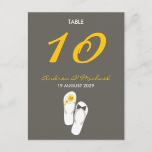 Mr & Mrs Flip Flops Wedding Table Number Card
