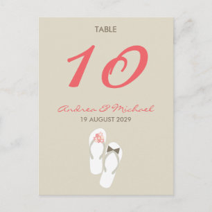 Mr & Mrs Flip Flops Wedding Table Number Card