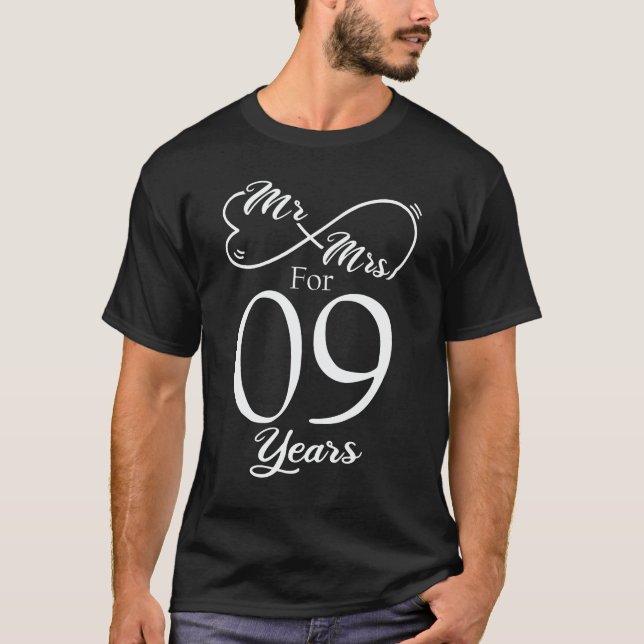 Mr. & Mrs. For 9 Years 9th Wedding Anniversary T-Shirt (Front)