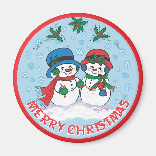 Mr. & Mrs. Frosty The Snowman Magnet (Front)