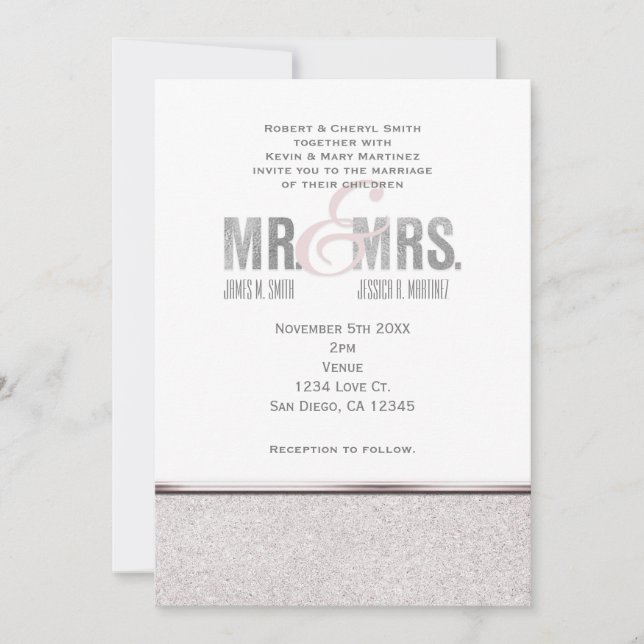 Mr. & Mrs. Glamour Sparkle Chic Wedding Invitation (Front)