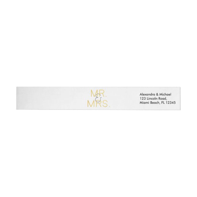 Mr. & Mrs. Gold Elegant Typography Wedding Wrap Around Label (Individual)