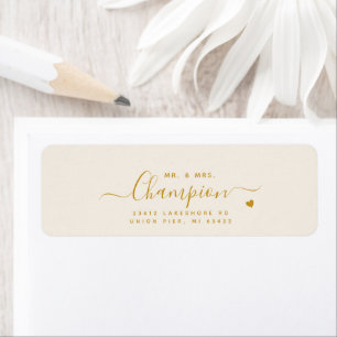 Mr. & Mrs. Gold Script Wedding Return Address